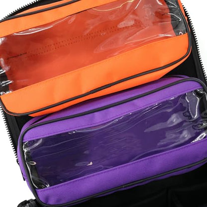 Lightning X Personalized EMT Trauma Bag – Large ALS Medical Bag with 6 Color-Coded Pouches, MOLLE Panel, Waterproof Bottom, Reflective EMS Gear, Custom Embroidered Name or Logo | LXMB35 - color: Black