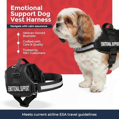 Industrial Puppy Emotional Support Vest Harness, Small 19.5-25 in, Black - color: Black, size: Small, Fits Girth 19.5-25"