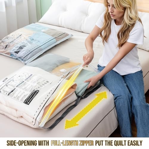 TAILI 8 Pack Vacuum Storage Bags, 2 Size Combo(4 Large+4 Jumbo), Clear - size: 8 Combo