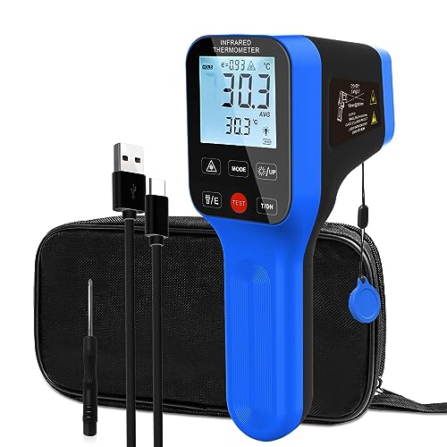 AIOMEST High Temp Thermometer Gun -58℉~2912℉, Pyrometer D:S=30:1 Dual Laser Industrial IR Temperature Meter w/Touch Buttons (NOT for Human Temp) - color: blue