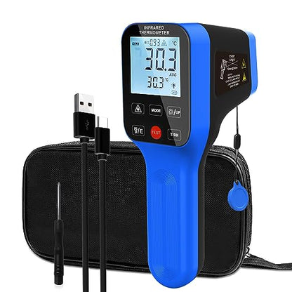 AIOMEST High Temp Thermometer Gun -58℉~2912℉, Pyrometer D:S=30:1 Dual Laser Industrial IR Temperature Meter w/Touch Buttons (NOT for Human Temp) - color: blue