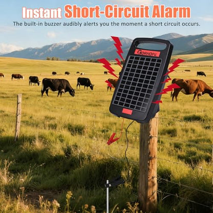 5 Miles Solar Electric Fence Charger with Short Circuit Alarm,0.11J Powered - size: GOR11 (5M0.11J)
