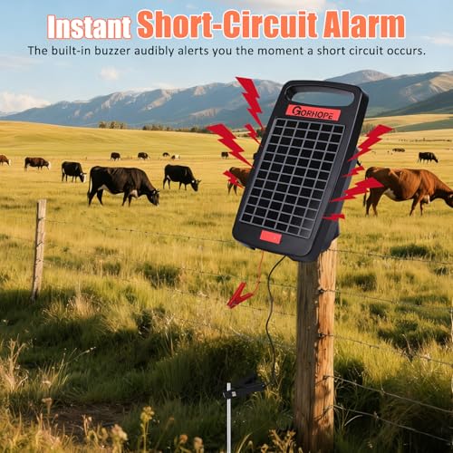 20 Miles Solar Electric Fence Charger with Short Circuit Alarm,0.32JPowered - size: GOR32（20M0.32J）