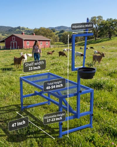 Garvee 47 Inch Heavy Duty 600LBS Goat Stand with Feed Bin - color: Blue 47inch