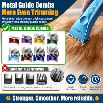 Professional Dog Grooming Clippers, Cordless Pet Hair Clipper - color: Blue