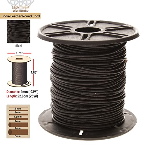 The Beadsmith Leather Cord – Black – 1mm Spool – 25 Yards/22.86 Meters – Indian Leather Thong Ideal for Braiding, Beading, Necklaces, Fine Lacing, Hair Accessories & DIY Jewelry Making - size: 1mm, style: Black – 25 Yards