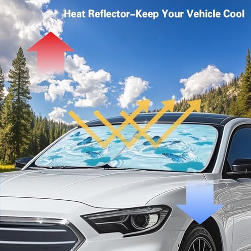 2 PCS Car Windshield Sun Shade Blue Butterfly Auto Sunshades Sunshade Visor Auto Sun Heat and UV Rays Blocker Foldable Automotive Accessories for Summer Heat UV - color: Blue Butterfly Print