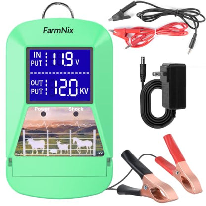 12KV Electric Fence Charger,15 Miles, 3 Joules Electric Fence Kit - color: Green