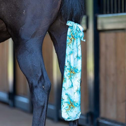 Jeffers Lycra Horse Tail Bag 24" – Stretchy Lycra Material, Breathable Tail Protector, Fast Drying Fabric, Braided Ties, Tail Wrap Cover for Grooming, Stable, Travel & Show Ready Use - Bisbee Blue - color: Bisbee Blue