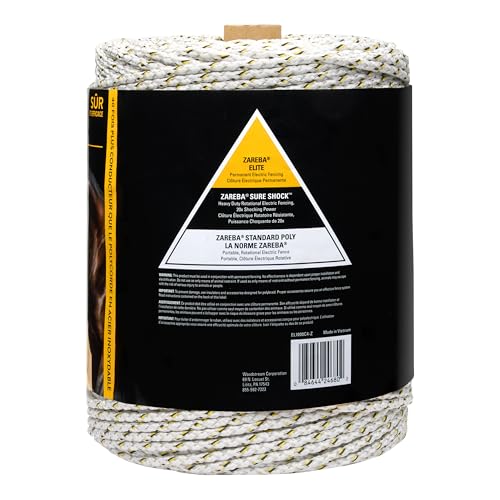 Zareba Elite Electric Polybraid Fence for Horses - 1000 ft, Highly Visible Electric-Horse Fence, 4 Tinned Copper Strands, Polybraid, EL1000C4-Z (Pack of 2) - size: 1000 ft. (Pack of 2)
