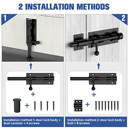6.3 Inch Barrel Bolt Latch, Sliding Bolt Gate Lock, Black - color: Black-1Pc, size: 6 Inch