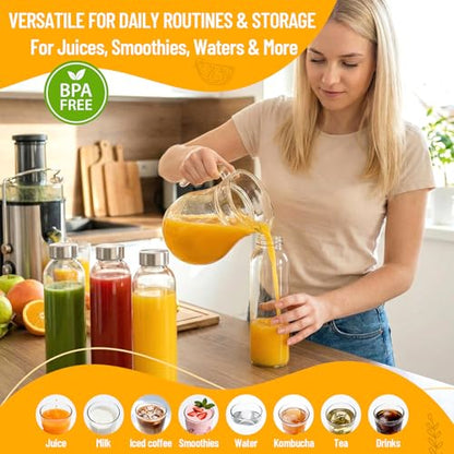 Luxfuel 18 oz Glass Water Bottles, Clear Glass Bottles with Lids 6 Pack - color: Clear Glass Bottle 6Pack, size: 18oz