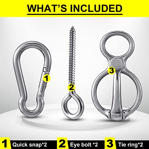 Dunzy 2 Sets Horse Tie Ring, Horse Tack and Supplies Horse Training Equipment Safe Horse Accessories with Eye Bolt, Tie Rings (Silver)