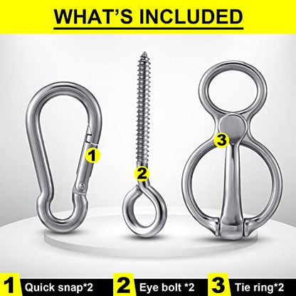 Dunzy 2 Sets Horse Tie Ring, Horse Tack and Supplies Horse Training Equipment Safe Horse Accessories with Eye Bolt, Tie Rings (Silver)
