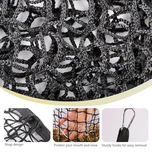 2 Pcs 31x28in Slow Feed Hay Nets for Horses Hanging Hay Bag Black
