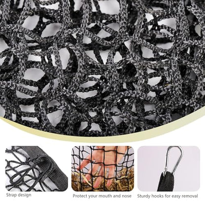 2 Pcs 31x28in Slow Feed Hay Nets for Horses Hanging Hay Bag Black