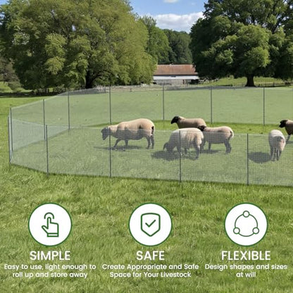 DoCred Non Electric Fence Netting, 40in x 164ft Movable Livestock Nets - size: 40in x 164ft