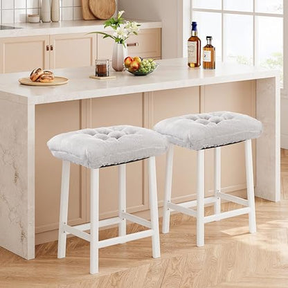 Rectangular Stool Cushion Set of 2, Soft Saddle Stool Cushions with Ties, Nonslip and Washable, Grey, 18 x 10.5 x 4 Inch - color: Grey, size: Pack of 2