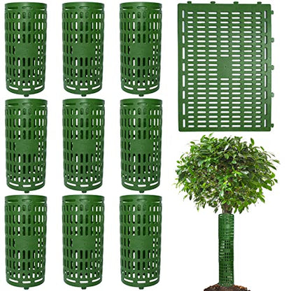 10 Pack Tree Wraps to Protect Bark Green, Plant Cages Garden Fence Animal Barrier Tree Tubes for Seedlings, Extendable Mesh Tree Trunk Covers Shrub Protectors from Trimmers, Mowers & Sun Scald - color: Green-10 Pieces
