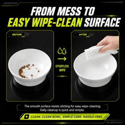 LivLab Mker Raised Cat Bowl, 15° Tilted, 4.5 in High, White - color: White