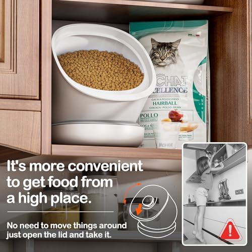 CTIME Airtight Cat Food Container for Small Dog Bird Pet Treats & Dry Food -6 lb(White)