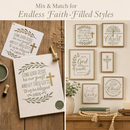 16 Cross Stencils for Faith Journals, Prayer Cards, Church Signs, Gifts - color: Cross