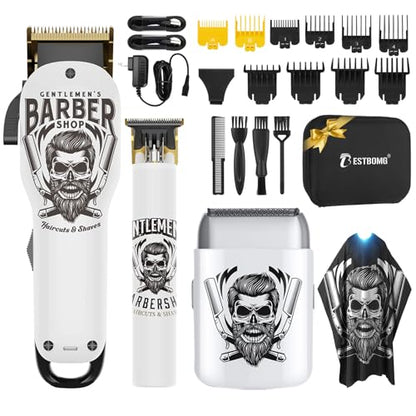 BESTBOMG® Hair Clippers for Men, Clipper, Trimmer & Shaver Set, BS-Y4T9 - color: White-3