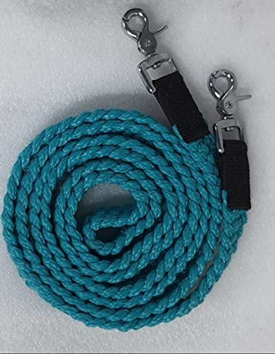 8' Braided Cotton Rein for Horse Headstall with Snaps Soft and Durable Reins - style: Turquoise