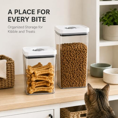 UFORU Dog and Cat Food Storage Containers, 3.1 and 4.4 Qt Airtight 2-Pack | Twist-Lock Lid, Kibble and Pet Treats, BPA-Free Material, Space-Saving Stackable Design, Easy One-Touch Opening - color: 3.1QT+4.4QT