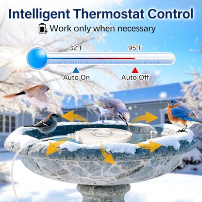 100W Bird Bath Heater, Birdbath Heaters for Outdoor Bird Bath Water Heater in Winter Submersible Thermostat Control, Heated Bird Bath Deicer for Outside Bird Chicken Poultry Livestock (White) - color: White