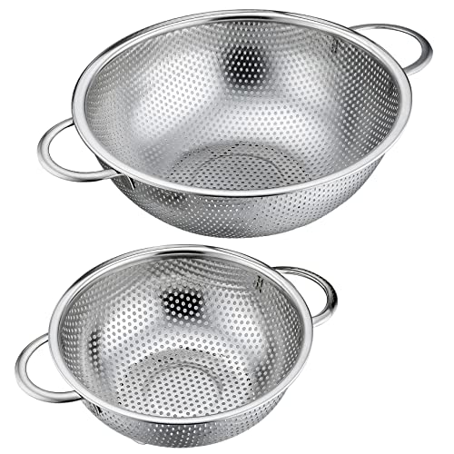 P&P CHEF Stainless Steel Colander, 2 Pcs Metal Colanders Strainer, 1 +3 Qt