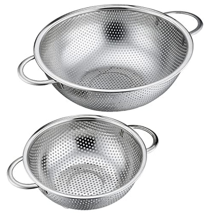 P&P CHEF Stainless Steel Colander, 2 Pcs Metal Colanders Strainer, 1 +3 Qt
