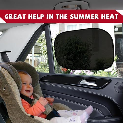 povtii 2PCS Car Window Shades, 21"×14" Side Window Screens Sun Shade Blocker for Your Child, Universal Glare Shield and UV Rays Protection Car Accessories Cling Window Cover (Black) - color: Black