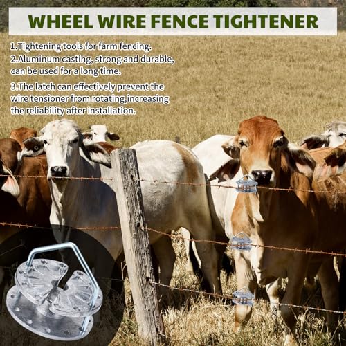 12 Pcs Fence Tightener Electric Wire Tensioner with 4mm Galvanized Pin, Heavy Duty Aluminum Rapid Inline Ratchet Strainer for Farm Ranch Orchard Post Repair