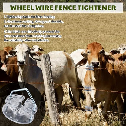 12 Pcs Fence Tightener Electric Wire Tensioner with 4mm Galvanized Pin, Heavy Duty Aluminum Rapid Inline Ratchet Strainer for Farm Ranch Orchard Post Repair