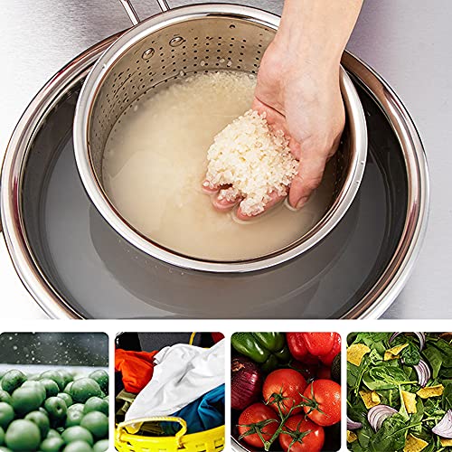 Stainless Steel Perforated Metal Colander Strainer with Long Red Handle Sieve Sifters Use for Kitchen Food Pasta Noodles Spaghetti Vegetables Silver - 10.24 inch (C072-Mer-26) - color: Red Single Handle 10.24 inch
