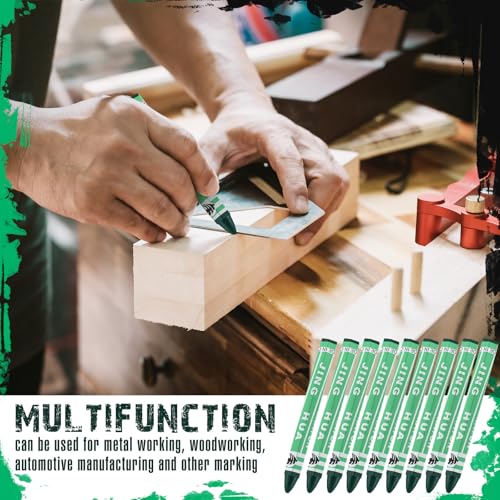 MotiMind 60 Pcs Industrial Lumber Crayons Bulk Wax Tire Marker Construction Marker for Craft Detailed Marking on Lumber Metal Carton Ceramics Concrete Glass Plastic 4.45" x 0.43" (Green) - color: Green