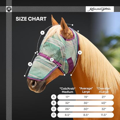 Fly Mask with Removable Nose, X-Large, Lavender Mint - size: XL (Large Horse)