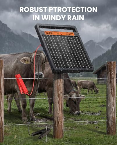 Solar Electric Fence Charger 0.7J for Poultry Livestock, 30 Mile