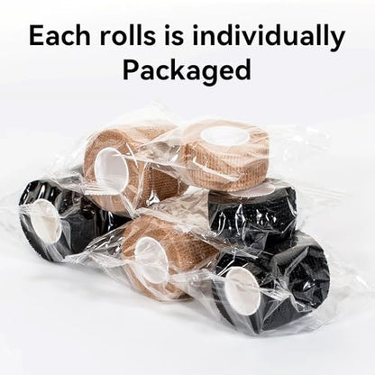 Self Adhesive Bandage Wrap,Bandage Tape,Medical Tape,Vet Tape - color: Black, size: 2inch*16rolls