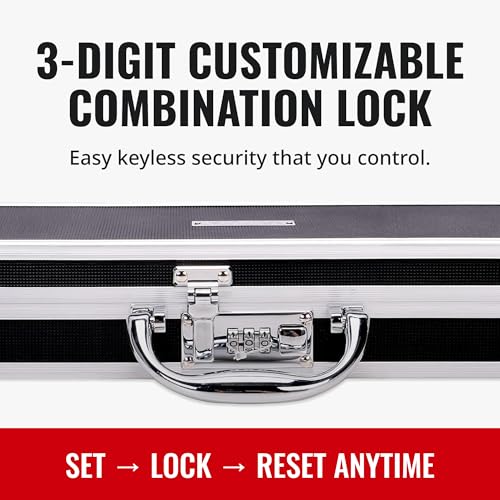 Vaultz Locking Medicine Case with Combination Lock - Portable Lock Box Briefcase for Medications, Cash & Valuables, Organized Storage Case with Handle, Extra Long, 3 Pack (16.5x5.5x2.75) - size: 3 Pack (Extra Long)
