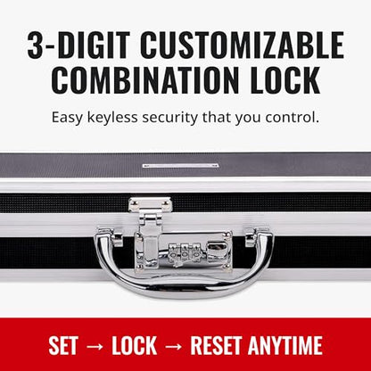 Vaultz Locking Medicine Case with Combination Lock - Portable Lock Box Briefcase for Medications, Cash & Valuables, Organized Storage Case with Handle, Extra Long, 3 Pack (16.5x5.5x2.75) - size: 3 Pack (Extra Long)
