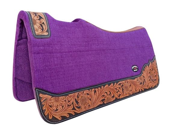Horse 32"x30" Western Contoured Wool Felt Therapeutic Saddle Pad 39253 - color: Purple