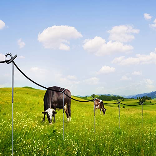 ARIFARO 30Pack 41" Step in Fence Post White, Electric Pig Tail Step-in Fence Posts Heavy Duty Metal for Temporary Fencing, Garden Fencing, Grazing & Livestock Control - color: White