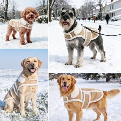 NAMSAN Winter Dog Coat Medium Breed, Sherpa Fleece Medium Dog Jacket for Cold Weather, Warm Dog Vest with Leash Hole, Snowproof Doggy Clothes, Adjustable, Easy to Wear, M - size: Medium (Chest:21.5 in-26 in)