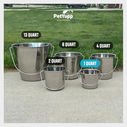 1 Quart Stainless Steel Bucket - Flat-Side Metal Bucket 0.25 Gallon - size: 1 Quart