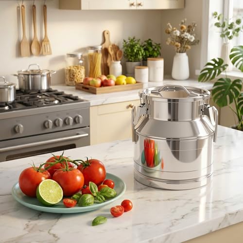5 Gallon Stainless Steel Milk Can 20L Milk Jug | Food-grade Stainless Steel Container, Milk Bucket, Water Jug, Silicone Sealed Lid, Heavy Duty - size: 20 L/5 Gallon