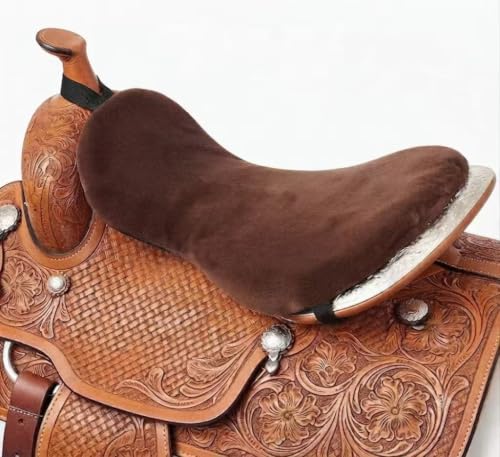 Short Plush Western Saddle Seat Pad, Brown Horse Seat Cushion | Short plush fabric, skin friendly western saddle pad, soft texture, comfortable riding experience, plush equestrian mat