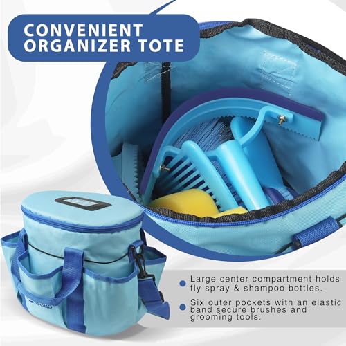 Horse Grooming Kit 9pcs Horse Brush Set with Organizer Tote