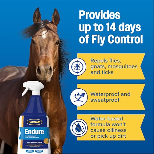 Farnam Endure Fly Spray for Horses, Long-Lasting Fly Repellent, 32 oz Spray - size: 32 oz. Pump Spray